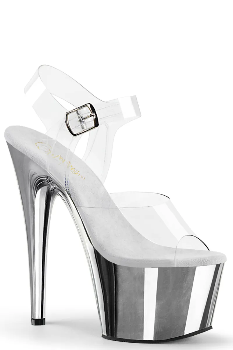 Pleaser USA Adore-708 7inch Pleaser Stilettos - Chrome Silver