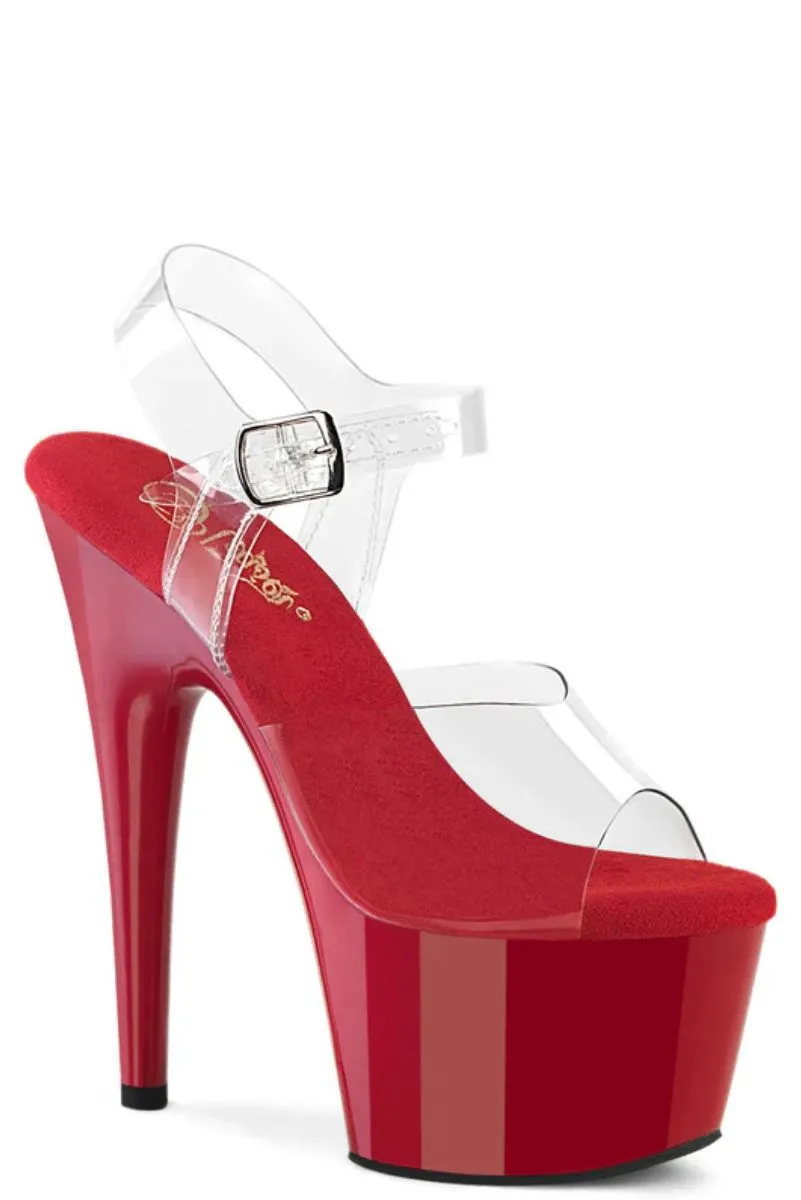 Pleaser USA Adore-708 7inch Pleaser Stilettos - Red