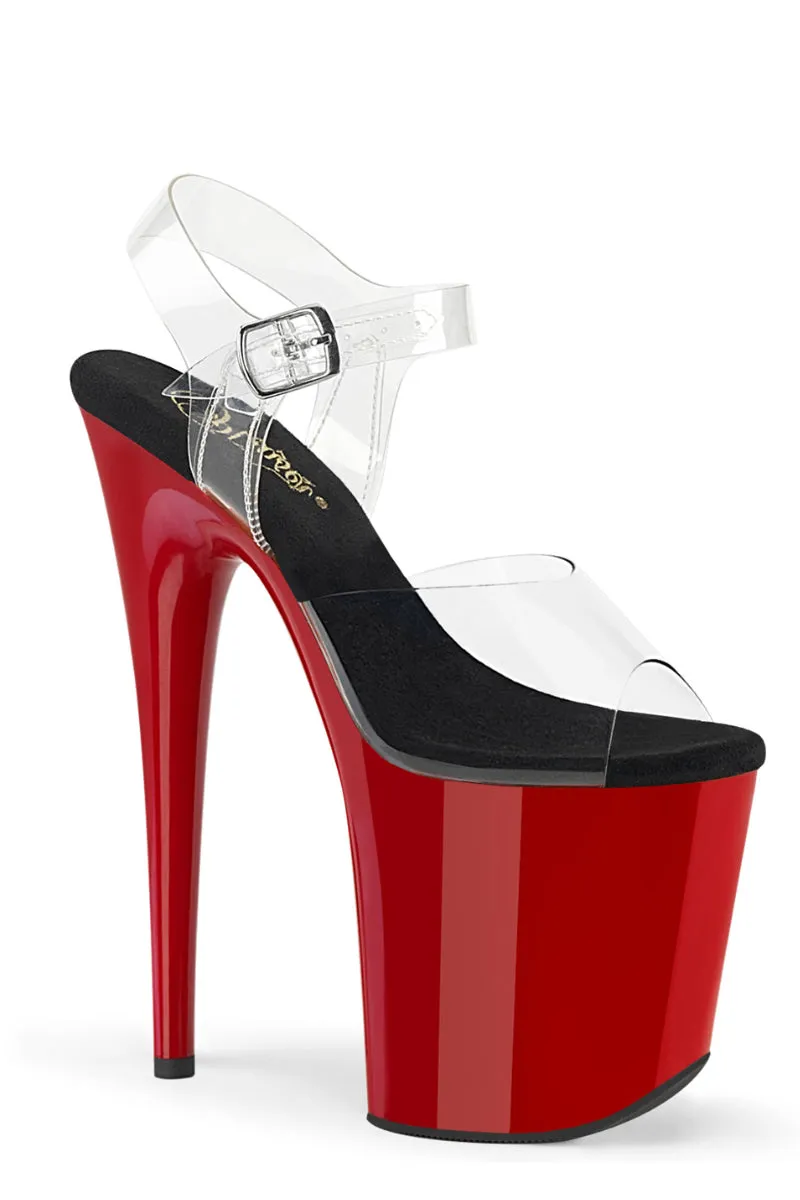 Pleaser USA Flamingo-808 8inch Pleaser Stilettos - Red/Black