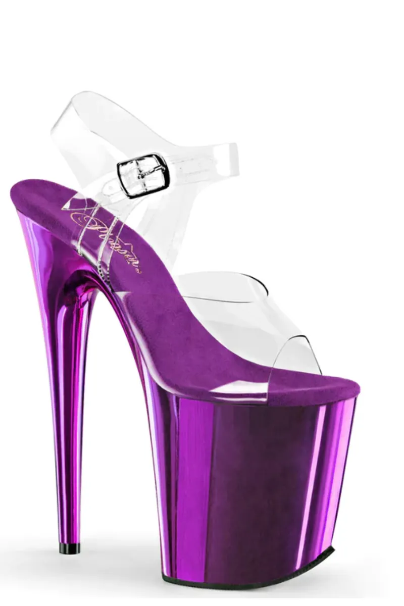 Pleaser USA Flamingo-808 Chrome 8inch Pleaser Stilettos - Purple