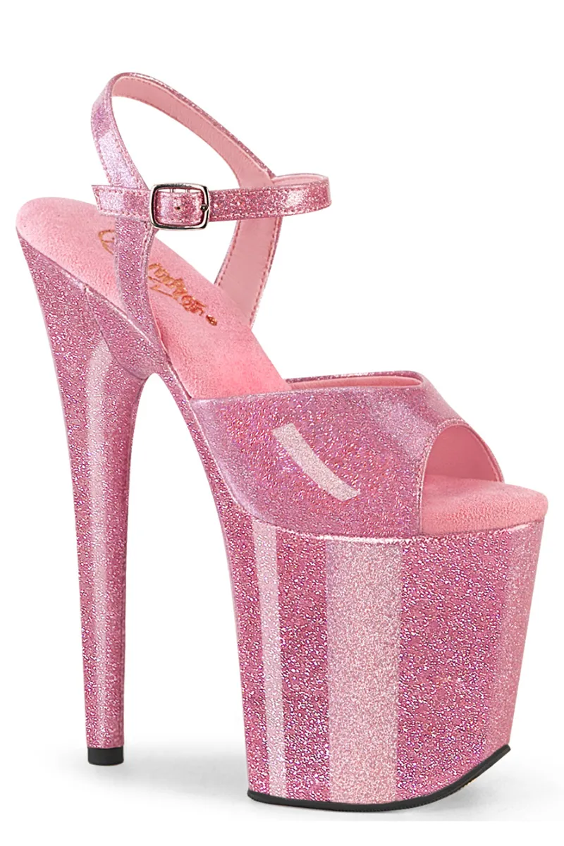 Pleaser USA Flamingo-809GP 8inch Pleaser Stilettos - Baby Pink Glitter