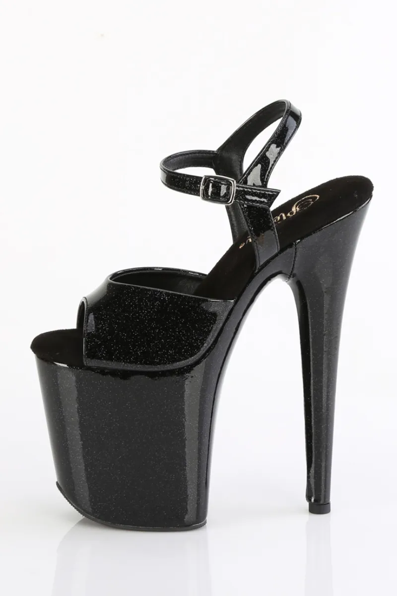 Pleaser USA Flamingo-809GP 8inch Pleaser Stilettos - Black Glitter