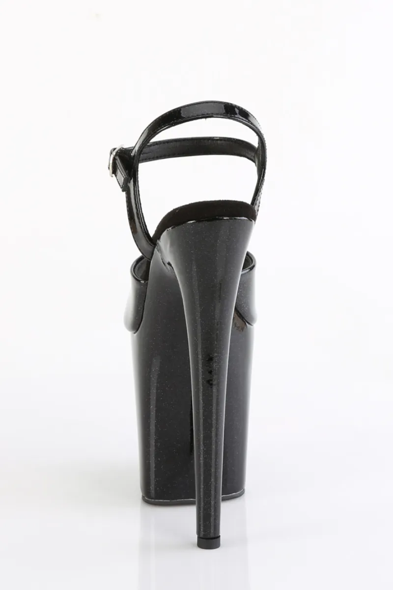 Pleaser USA Flamingo-809GP 8inch Pleaser Stilettos - Black Glitter