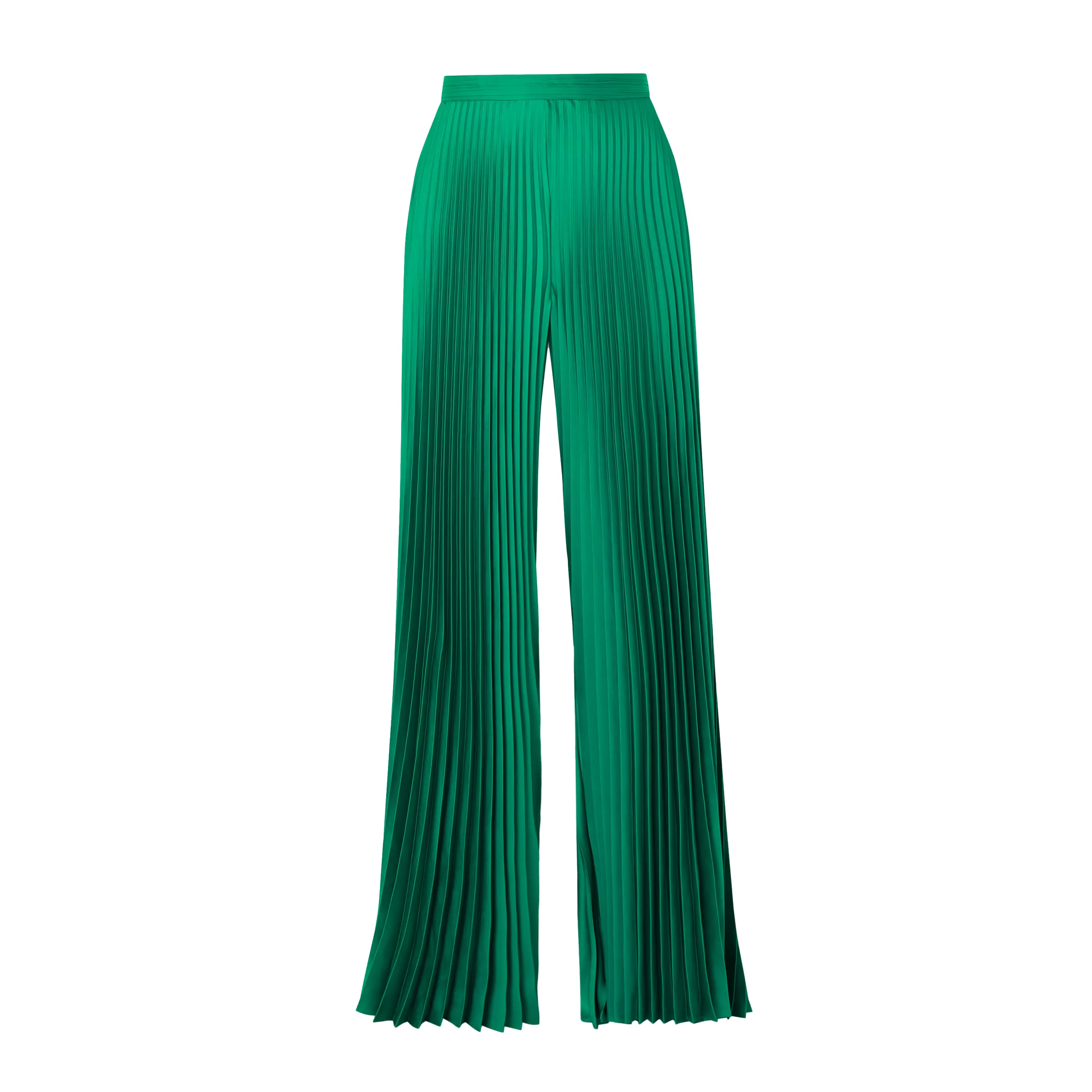 Plissé-satin wide-leg pants