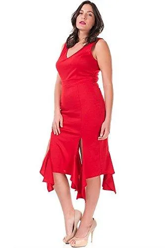 Plus Size Dress Sleeveless Cocktail Party Salsa Dance Split Skirt