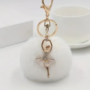 Plush Ballerina Keyring | White