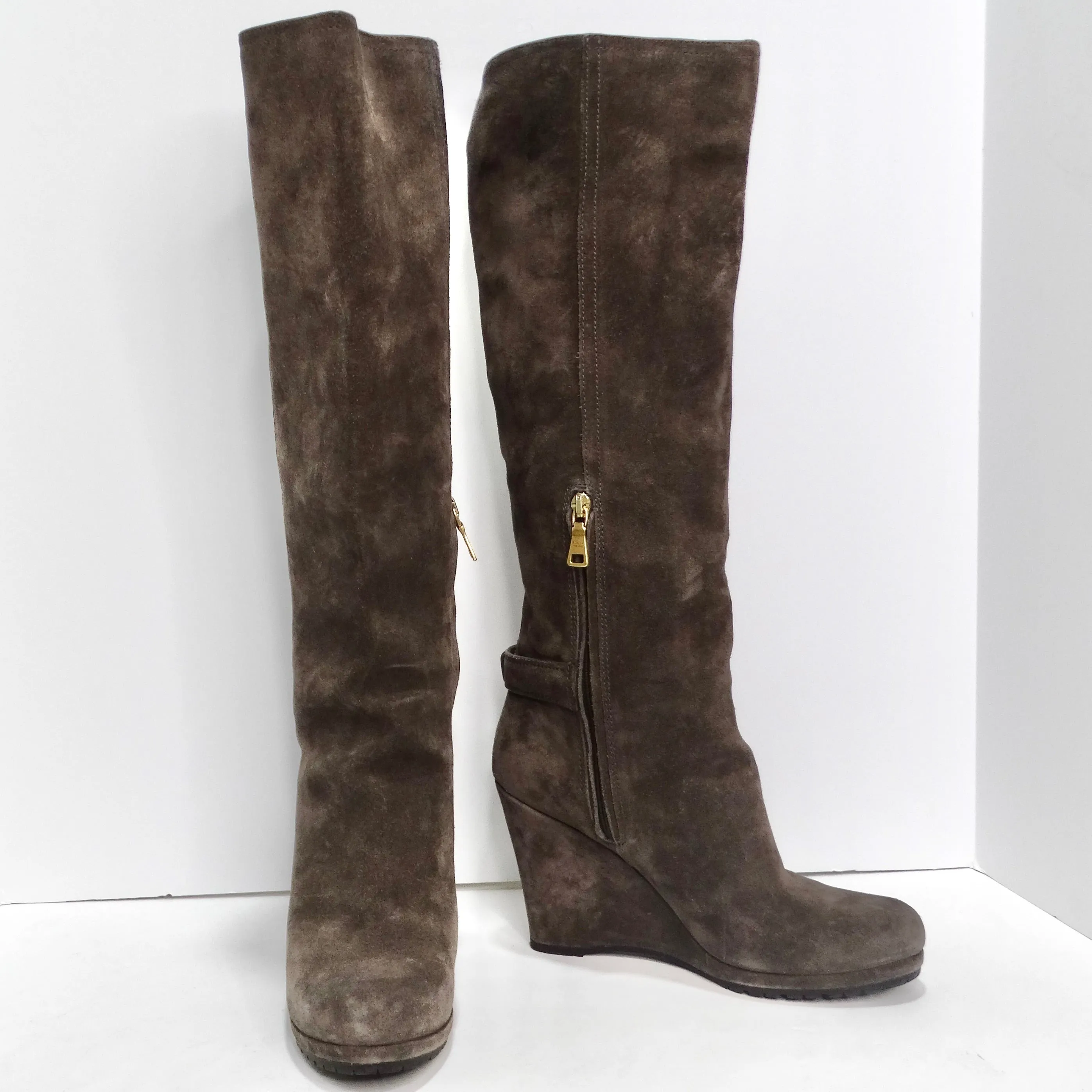 Prada Suede Wedge Boots