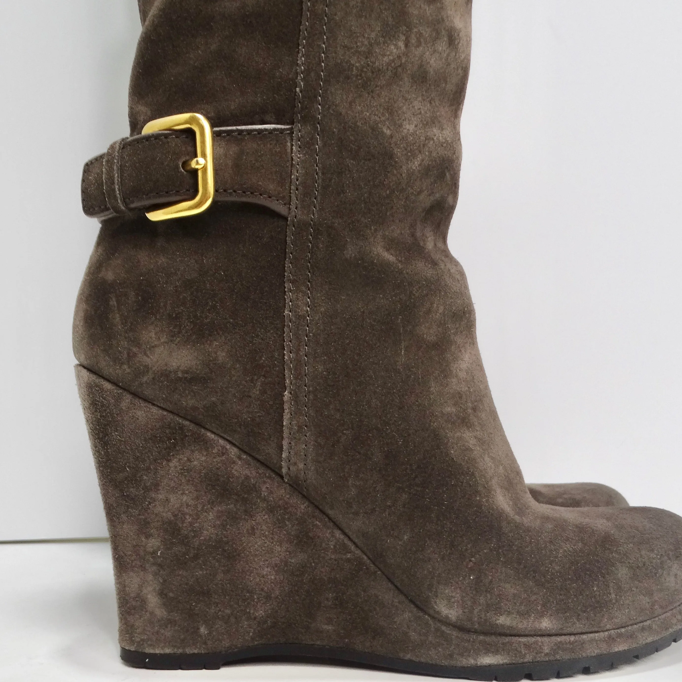 Prada Suede Wedge Boots