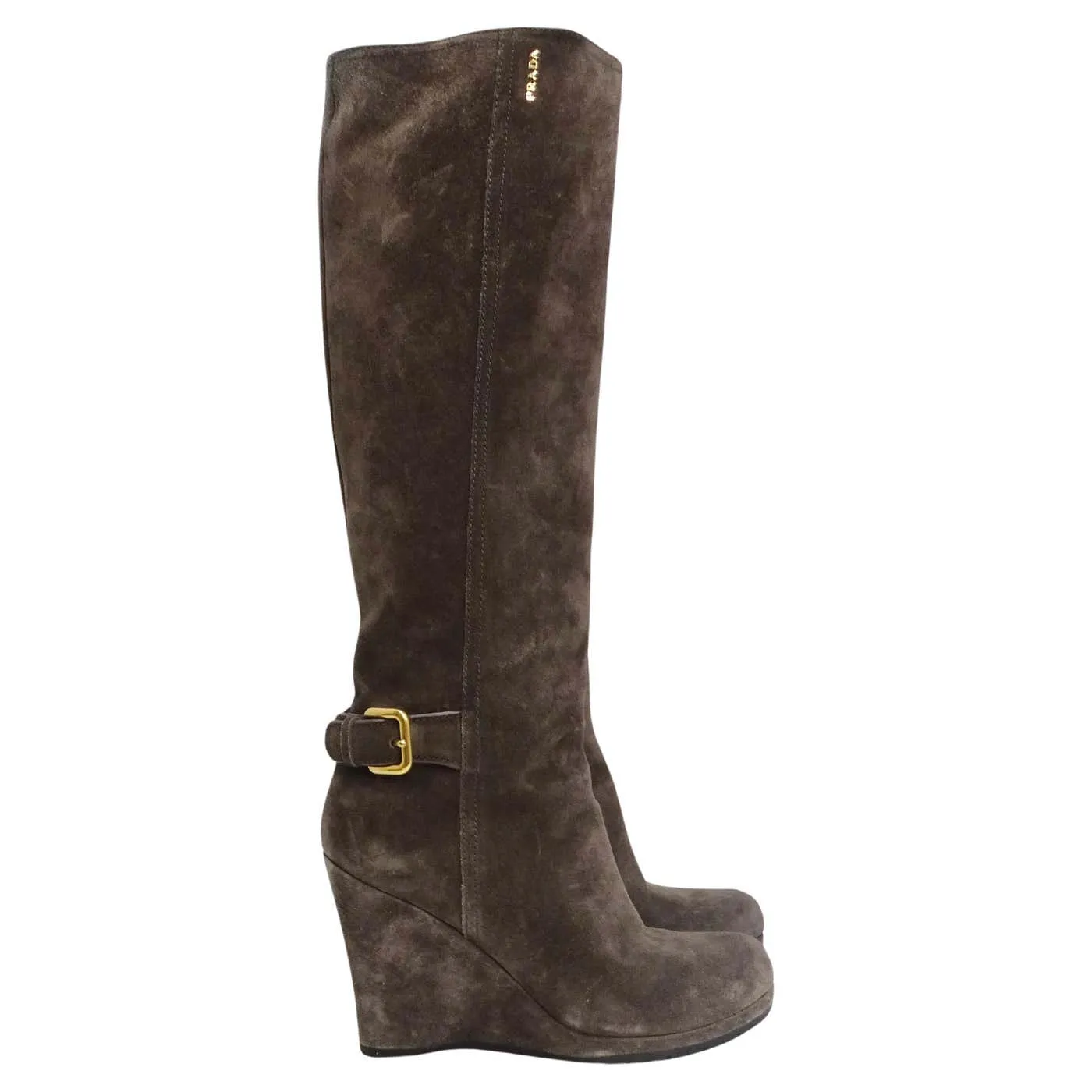 Prada Suede Wedge Boots