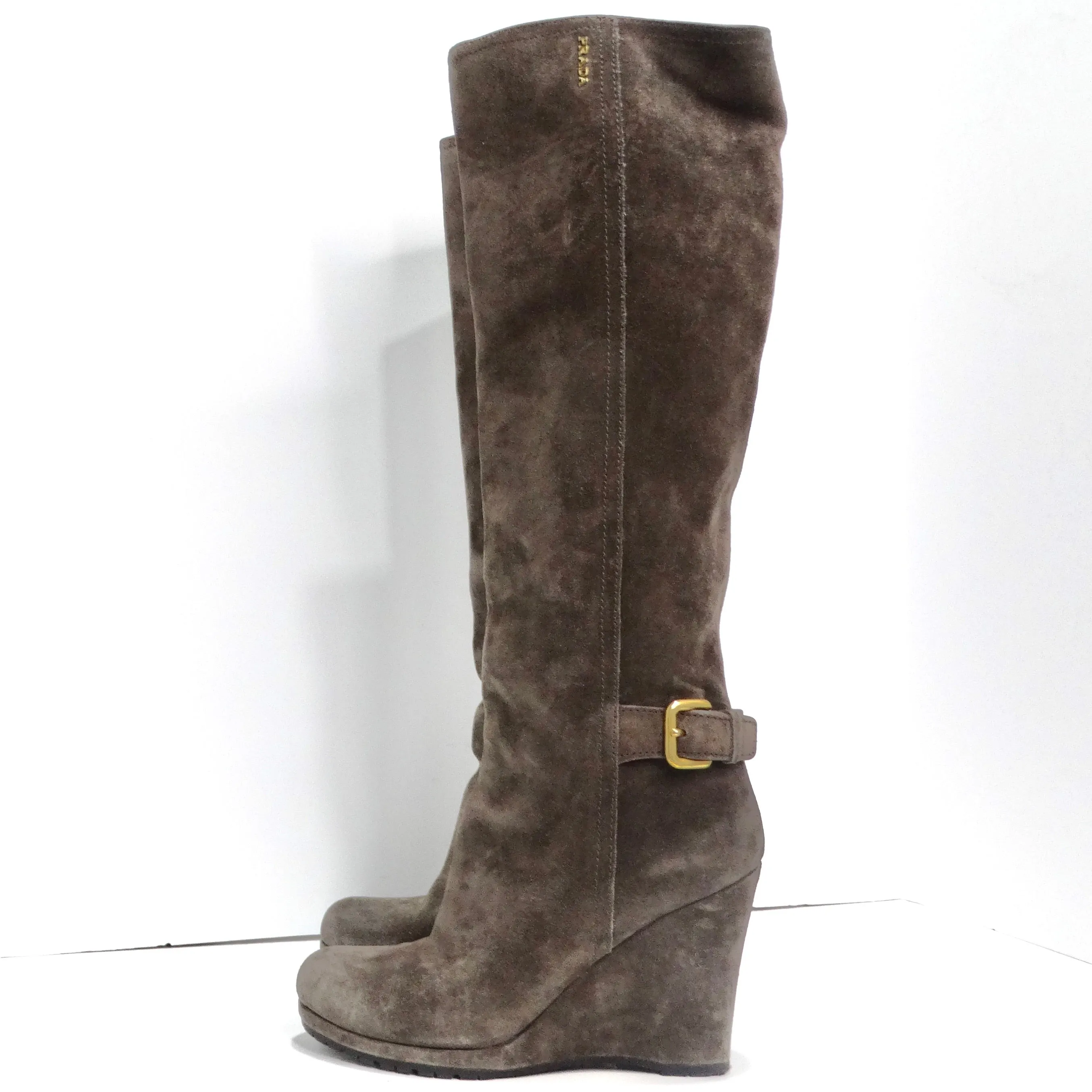 Prada Suede Wedge Boots