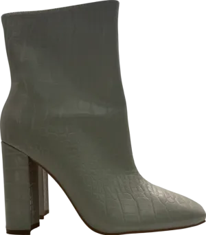 PrettyLittleThing Cream Beige Pu Croc Square Toe Flat Heeled Ankle Boots UK 6 EU 39 👠