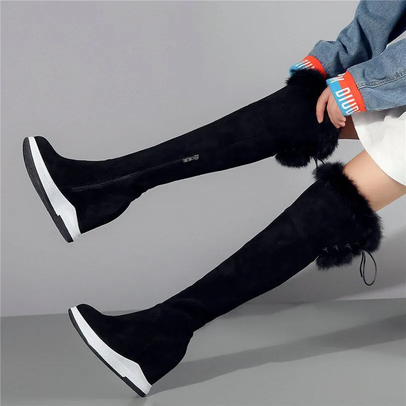Punk Long Trainers Women Cow Leather Knee High Boots