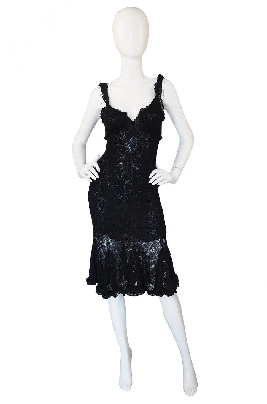 Recent Alaia Metallic Knit Lace Dress
