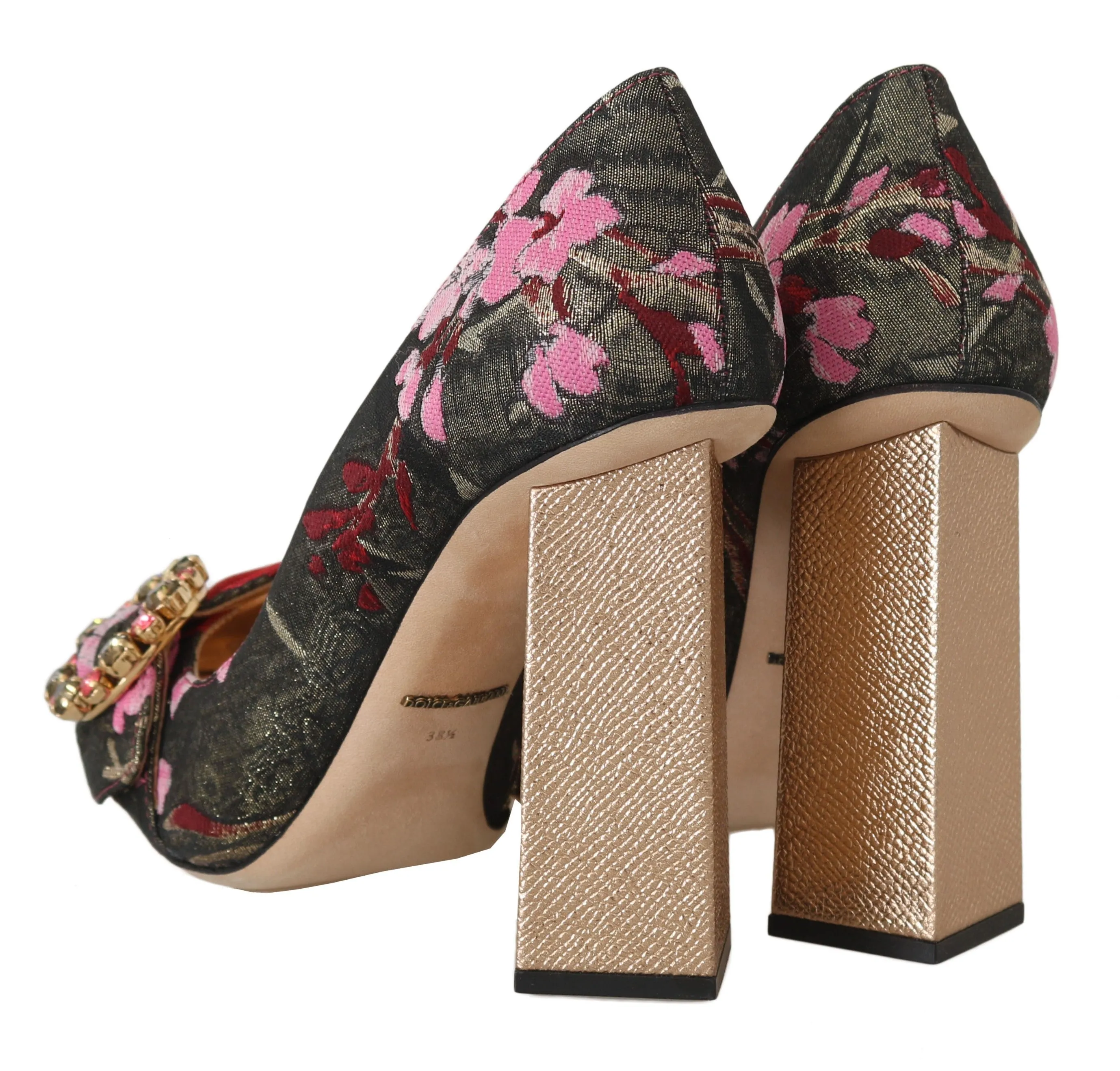 Red Jacquard Floral Crystal Pumps