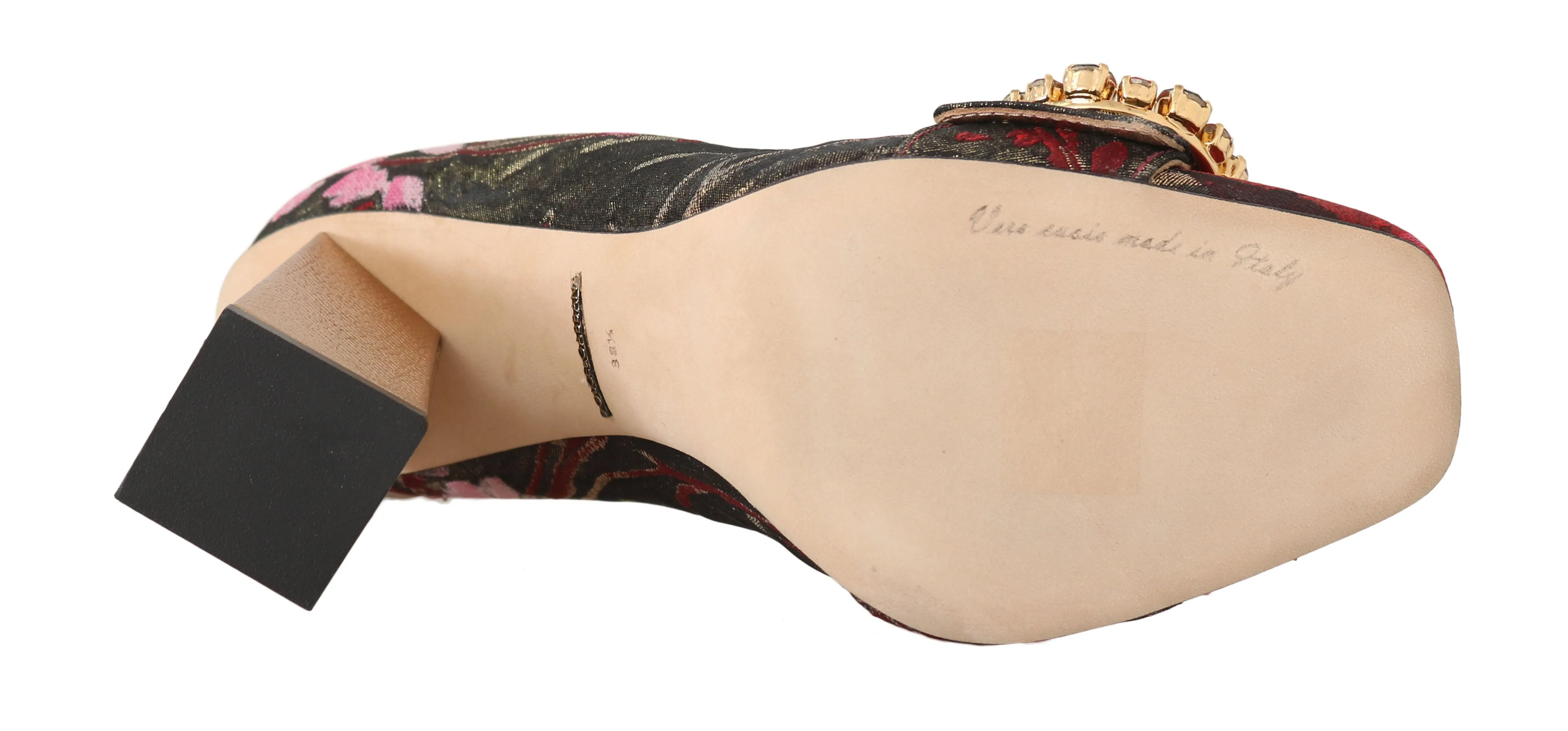 Red Jacquard Floral Crystal Pumps