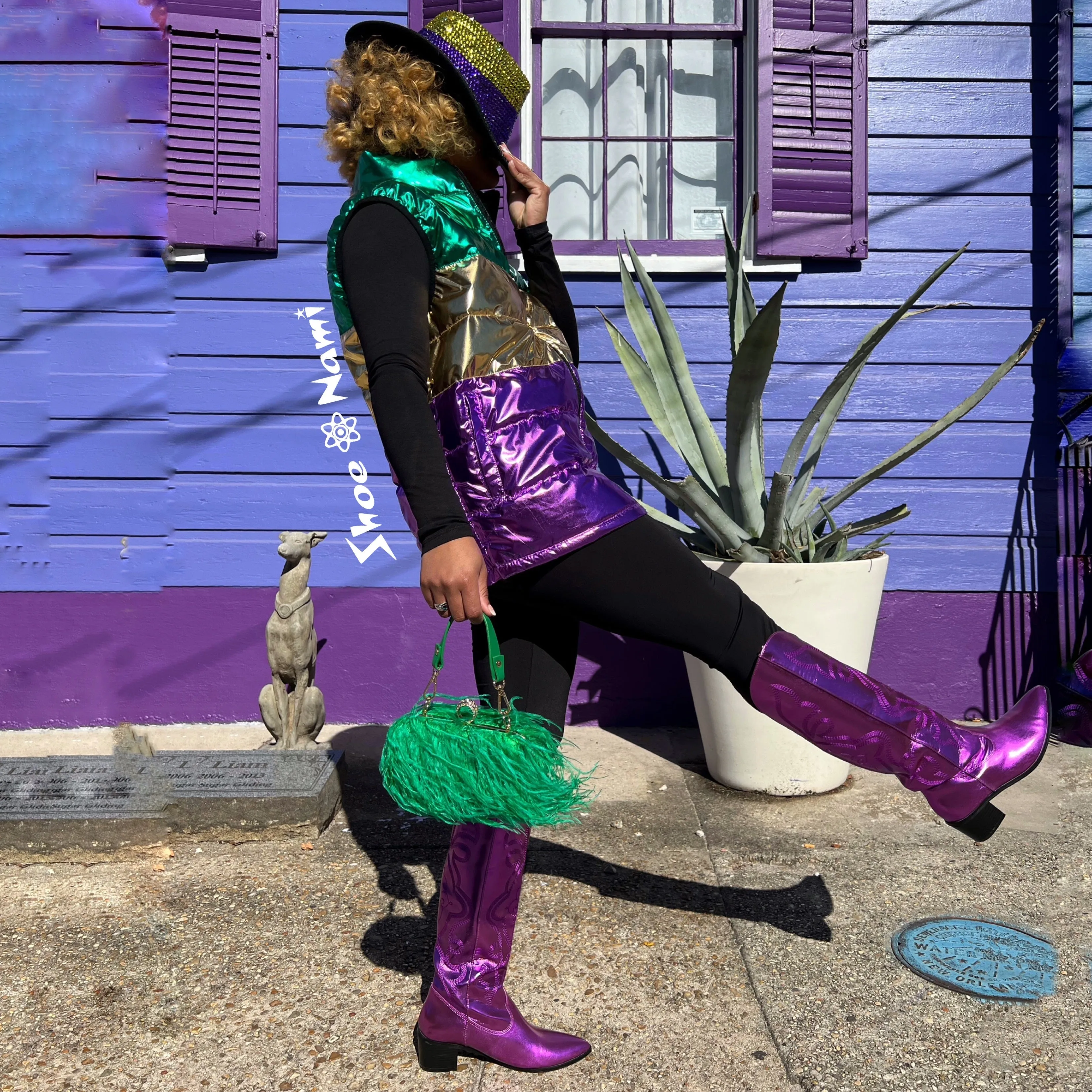 RHINESTONE MARDI GRAS COWBOY HAT