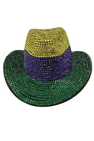 RHINESTONE MARDI GRAS COWBOY HAT