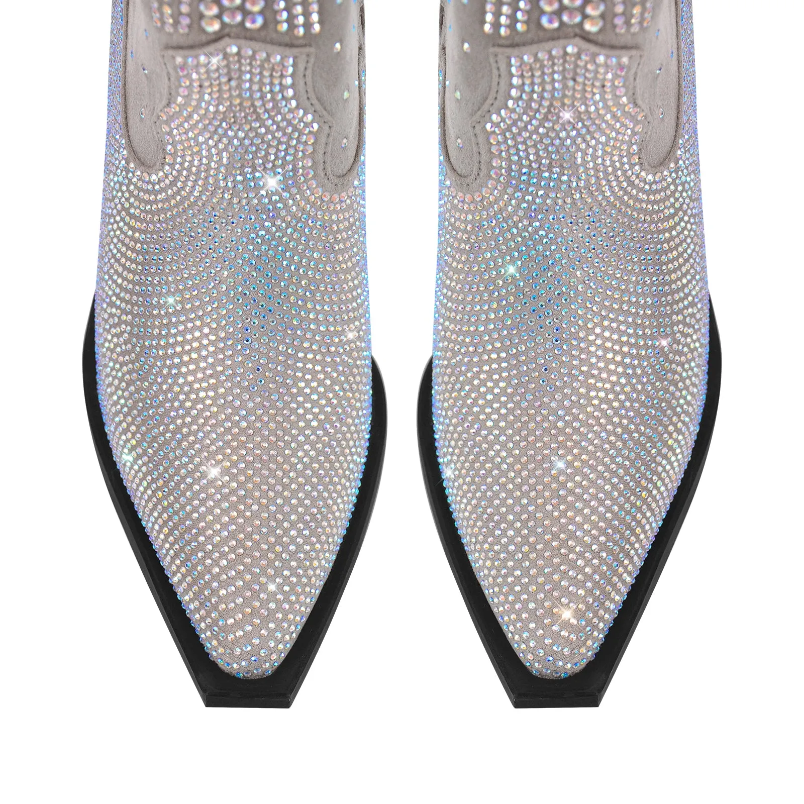 Rhinestone Zipper Black Cowboy Boots