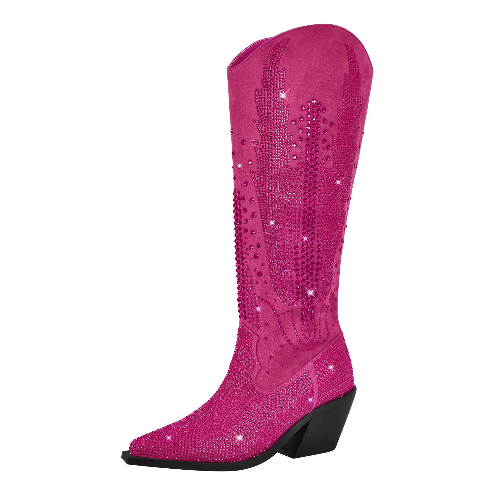 Rhinestone Zipper Black Cowboy Boots