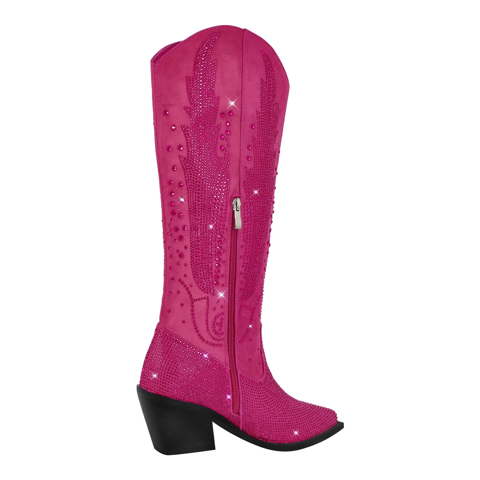 Rhinestone Zipper Black Cowboy Boots