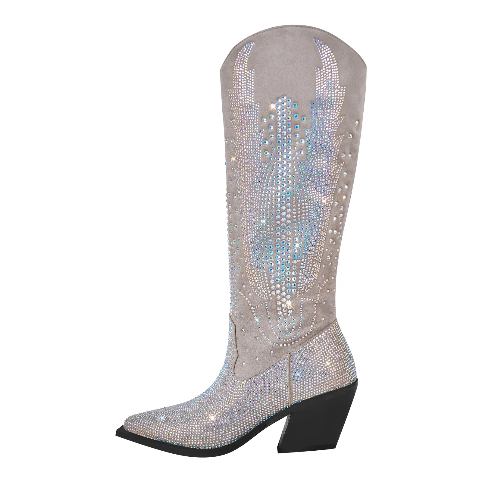 Rhinestone Zipper Black Cowboy Boots