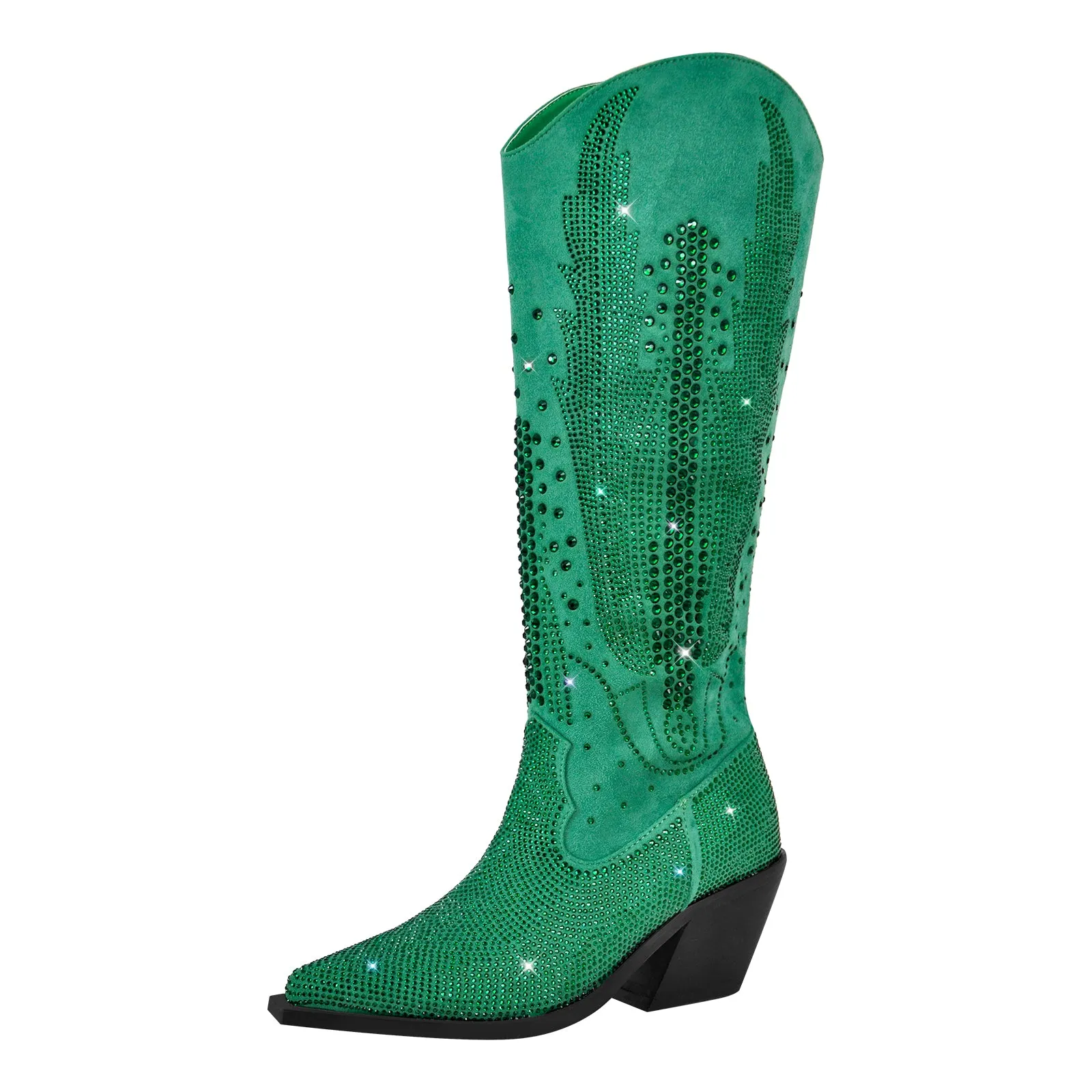 Rhinestone Zipper Black Cowboy Boots