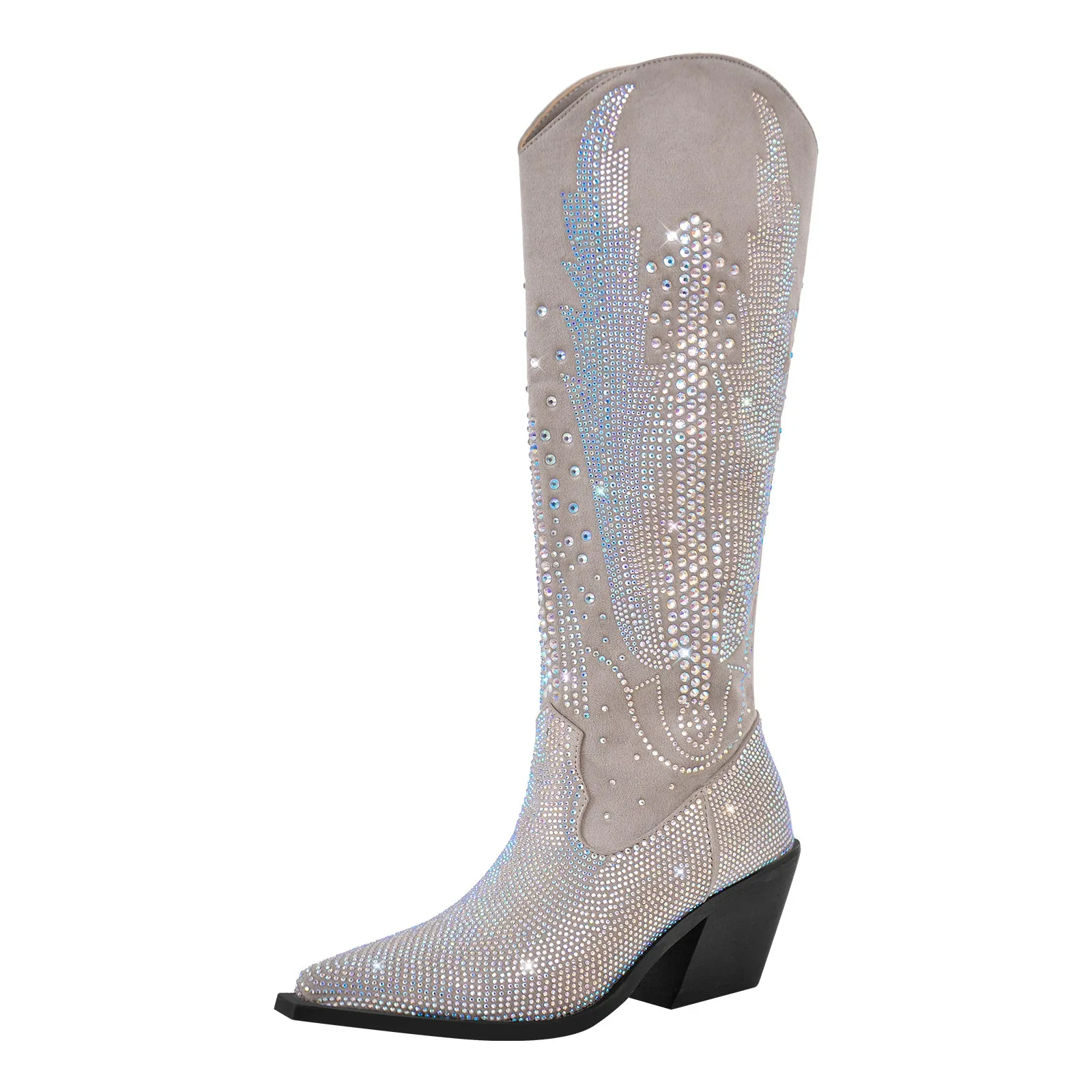 Rhinestone Zipper Black Cowboy Boots