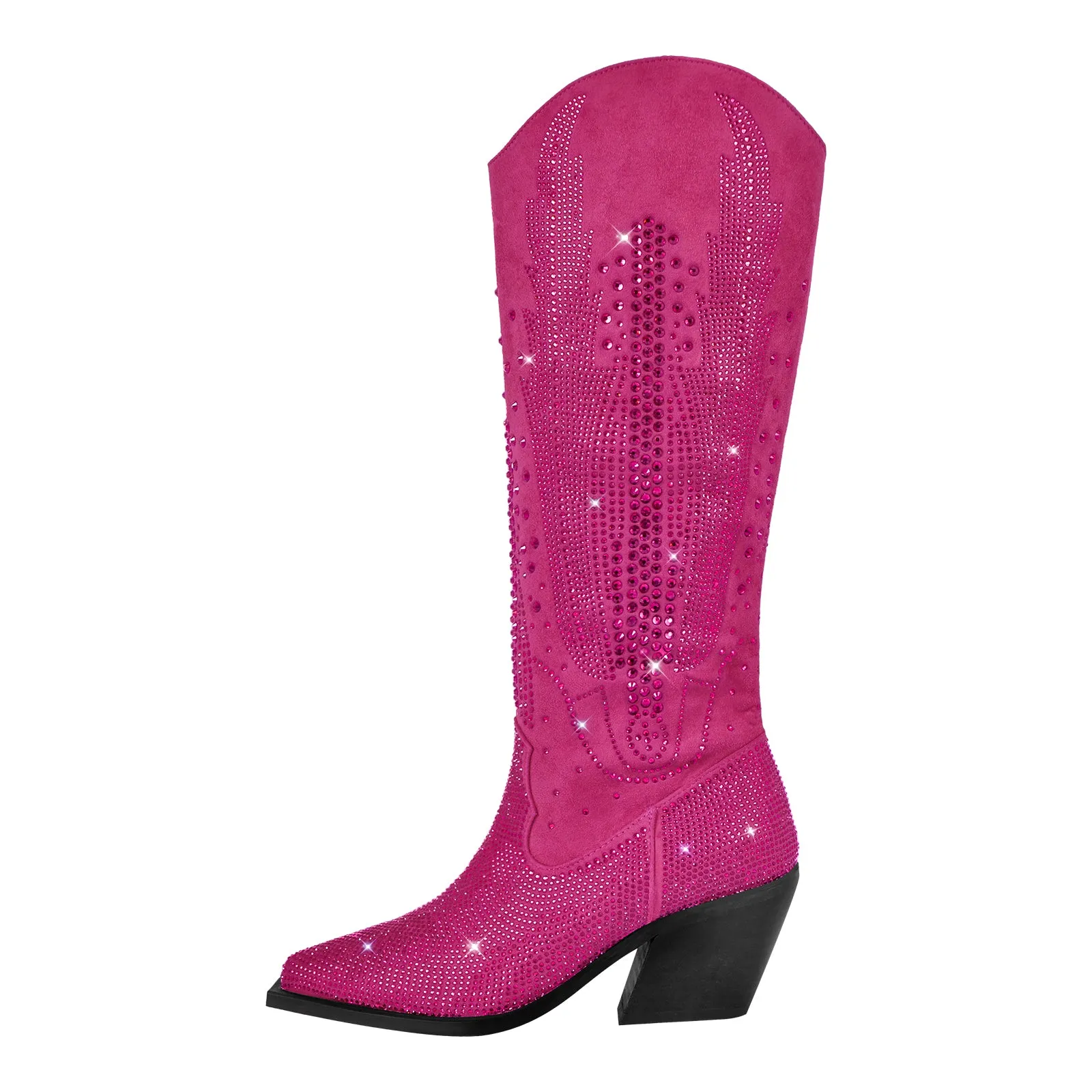 Rhinestone Zipper Black Cowboy Boots