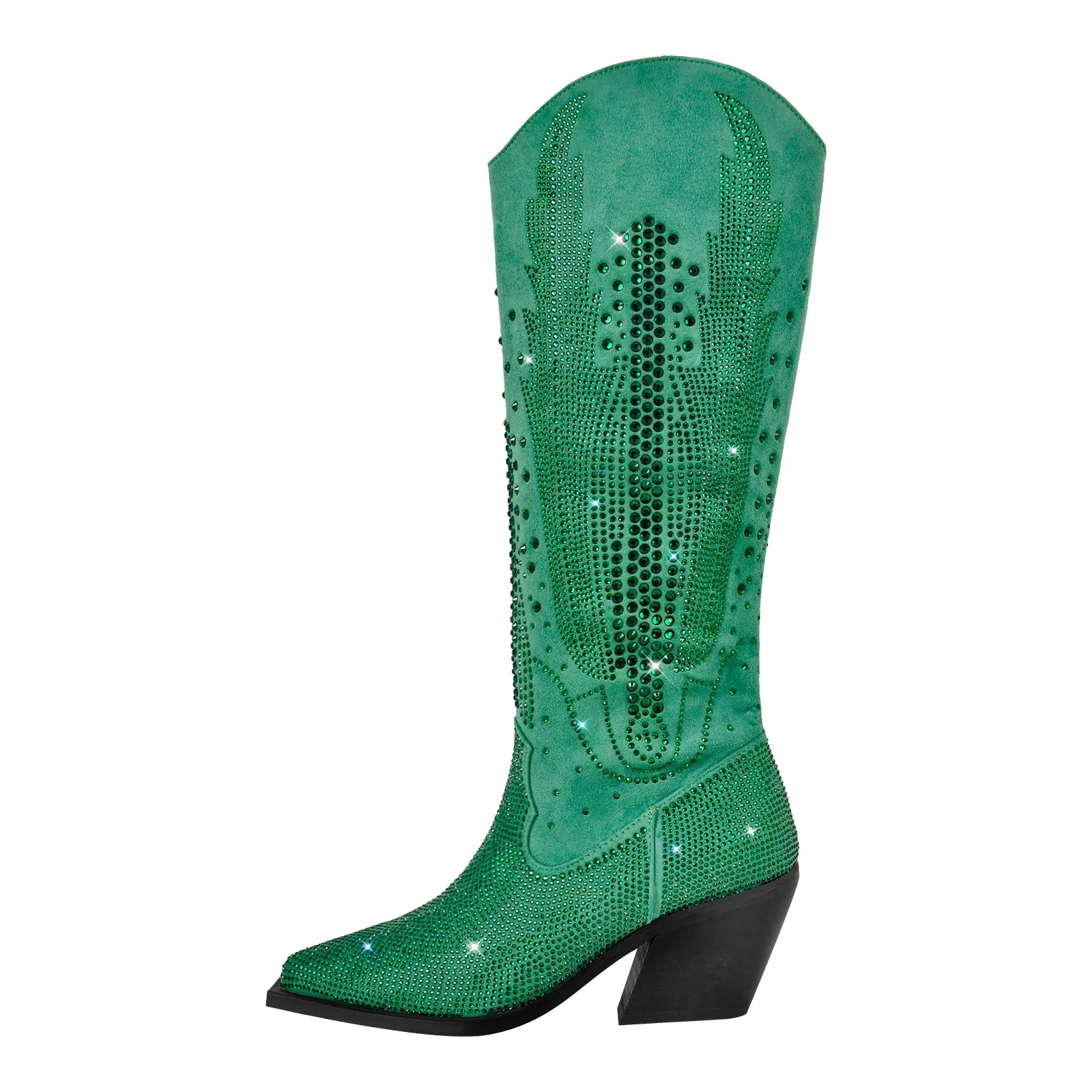 Rhinestone Zipper Black Cowboy Boots