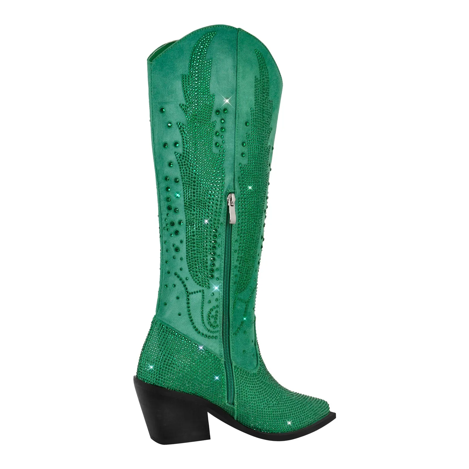 Rhinestone Zipper Black Cowboy Boots