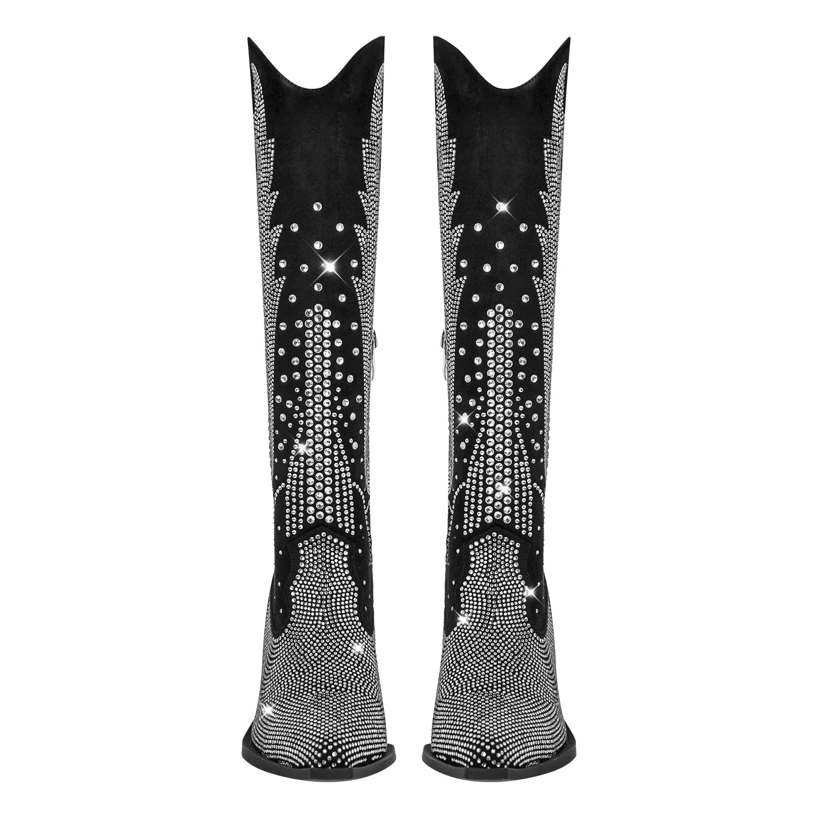 Rhinestone Zipper Black Cowboy Boots