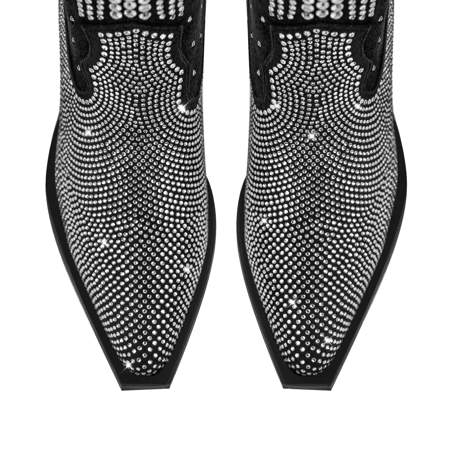 Rhinestone Zipper Black Cowboy Boots