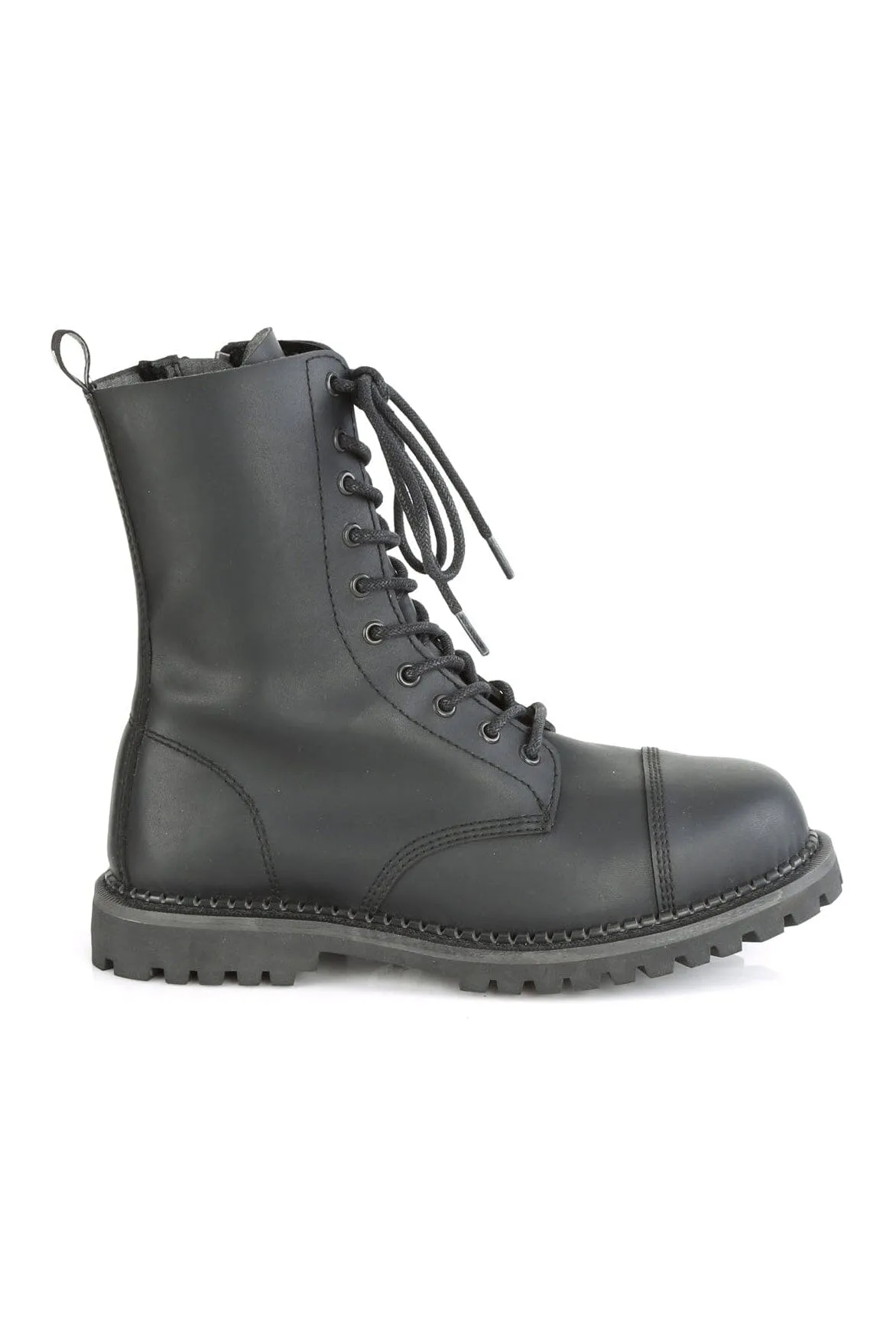 RIOT-10 Black Vegan Leather Ankle Boot
