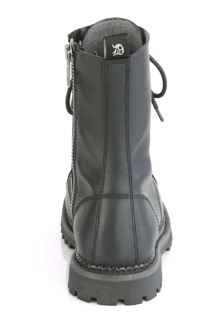 RIOT-10 Black Vegan Leather Ankle Boot