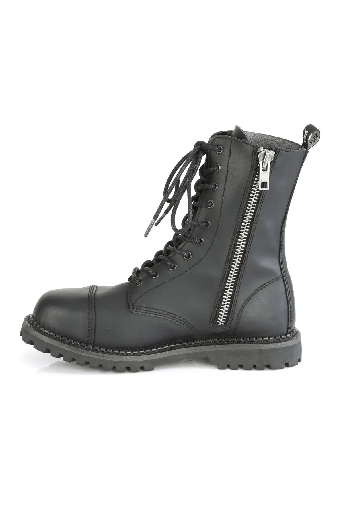 RIOT-10 Black Vegan Leather Ankle Boot