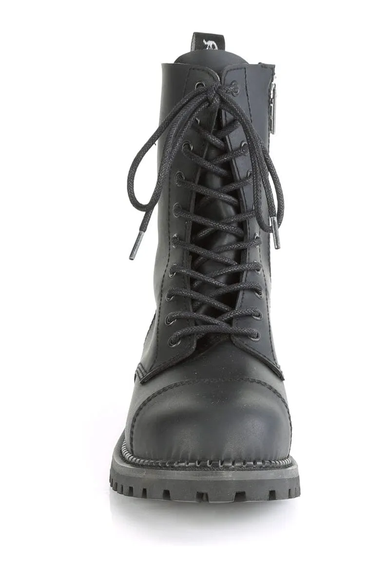 RIOT-10 Black Vegan Leather Ankle Boot