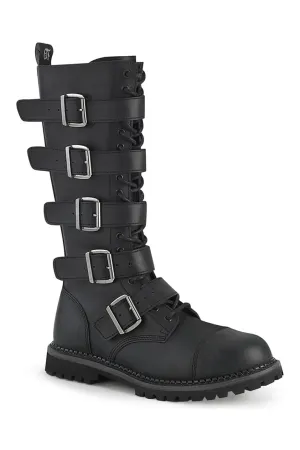 RIOT-18BK Black Vegan Leather Knee Boot