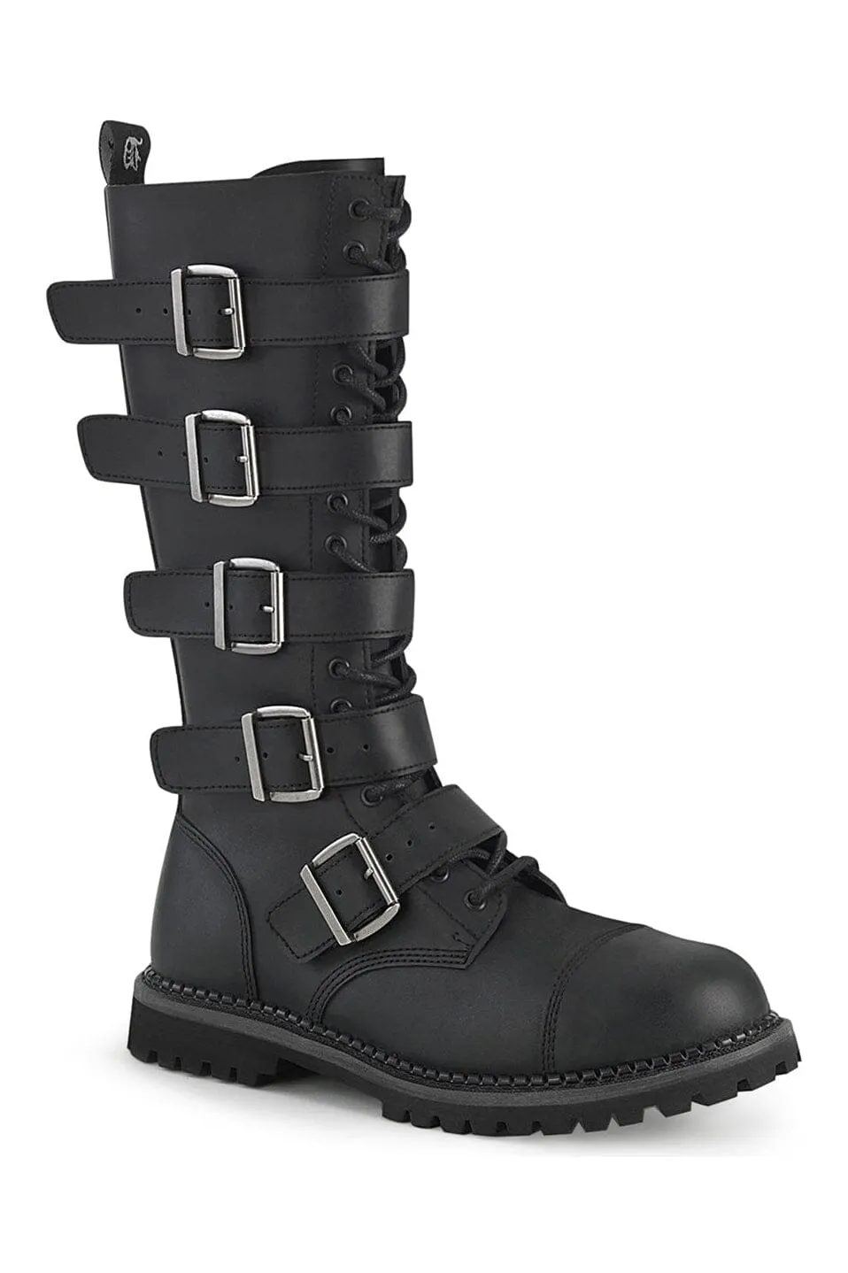 RIOT-18BK Black Vegan Leather Knee Boot