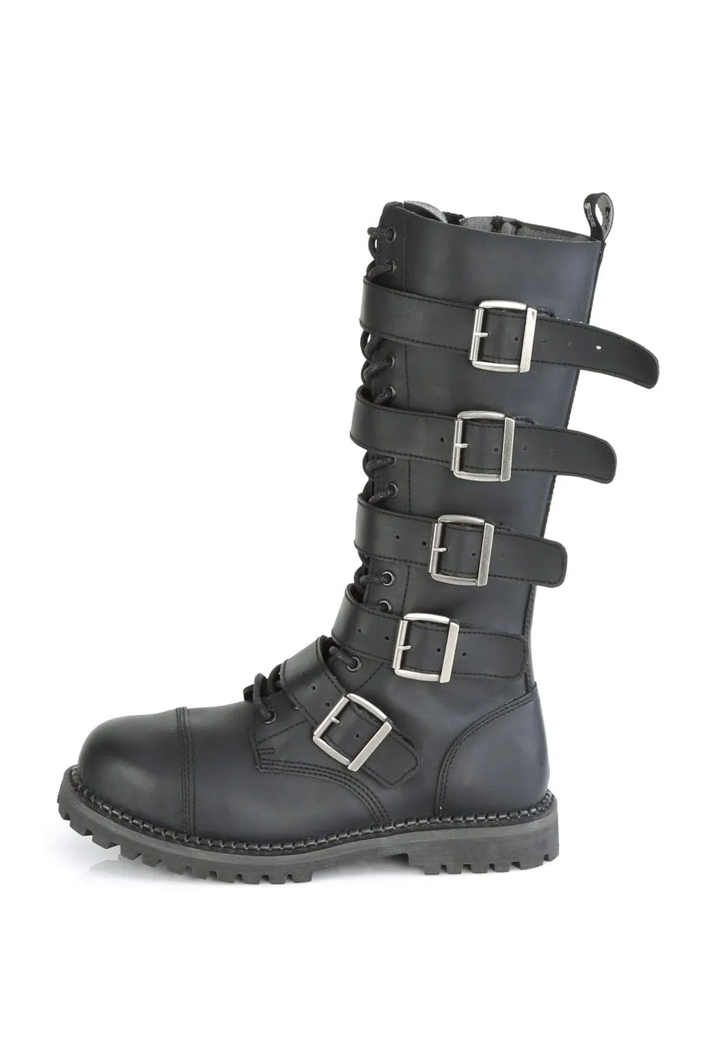 RIOT-18BK Black Vegan Leather Knee Boot