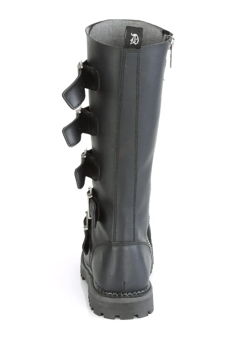 RIOT-18BK Black Vegan Leather Knee Boot