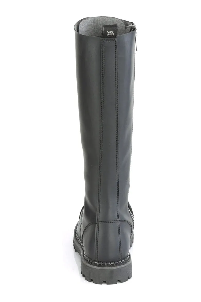RIOT-20 Black Vegan Leather Knee Boot