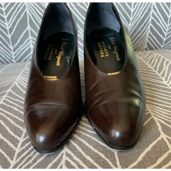 Robert Clergerie BARNEYS VINTAGE Brown Leather Heels Pumps Shoes sz 7.5 AA