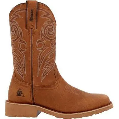 Rocky Men's Monocrepe 12" Square Toe Western Boot -Cognac- RKW0433