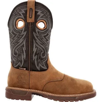 Rocky Men's Original Ride 11" Comp Toe WP Western Work Boot -Brown- RKW0391