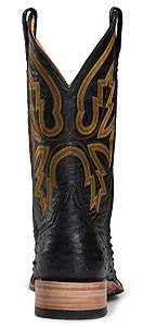 Rod Patrick Black Full Quill Ostrich Broad Square Toe Boots