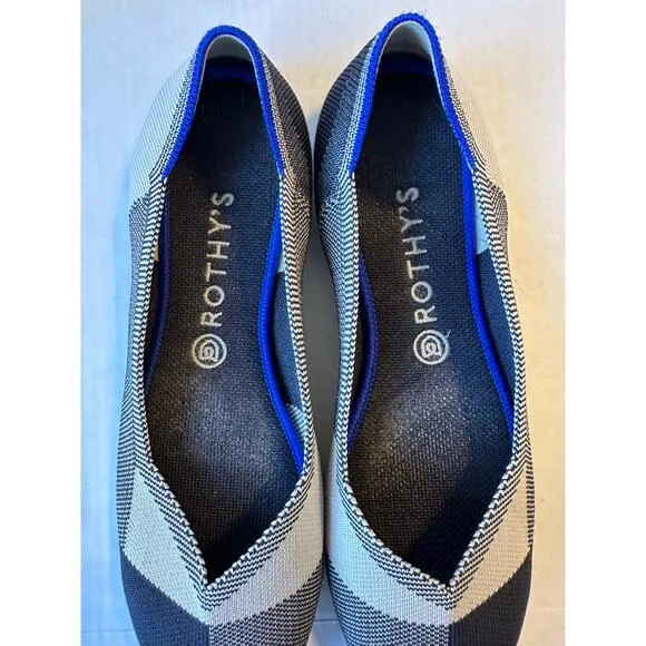 Rothys‎ The Flat Ballet Flat Sz 10.5 Black White