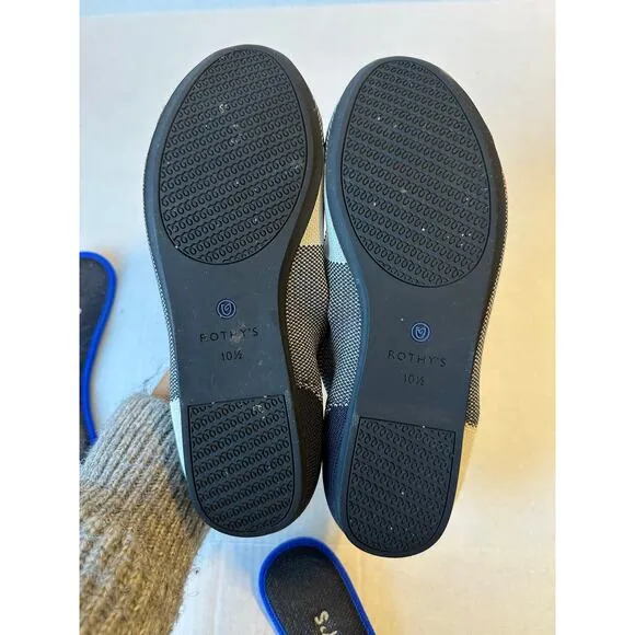 Rothys‎ The Flat Ballet Flat Sz 10.5 Black White