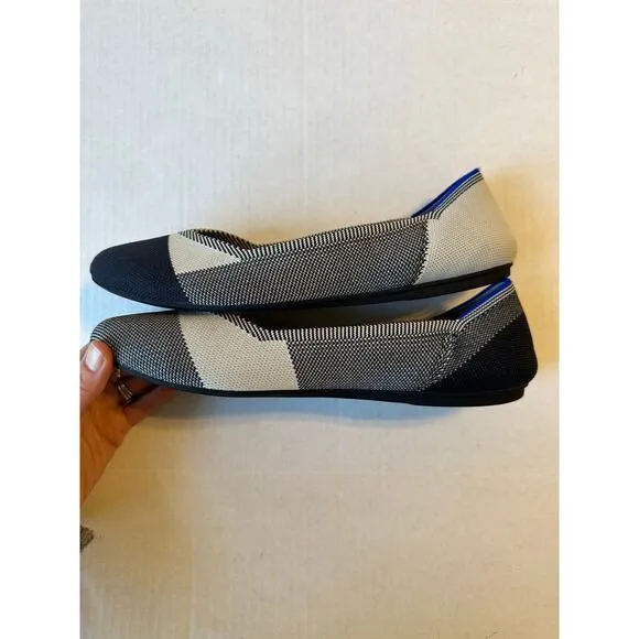 Rothys‎ The Flat Ballet Flat Sz 10.5 Black White