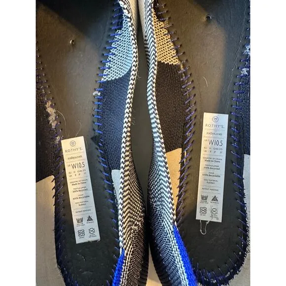 Rothys‎ The Flat Ballet Flat Sz 10.5 Black White