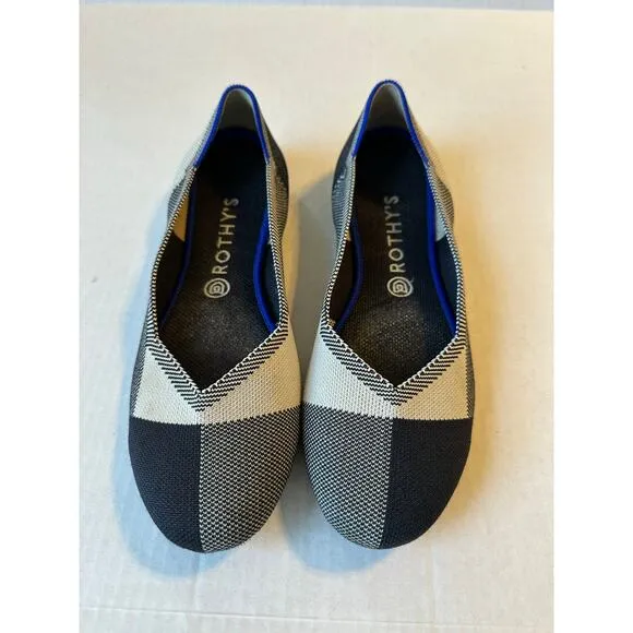 Rothys‎ The Flat Ballet Flat Sz 10.5 Black White